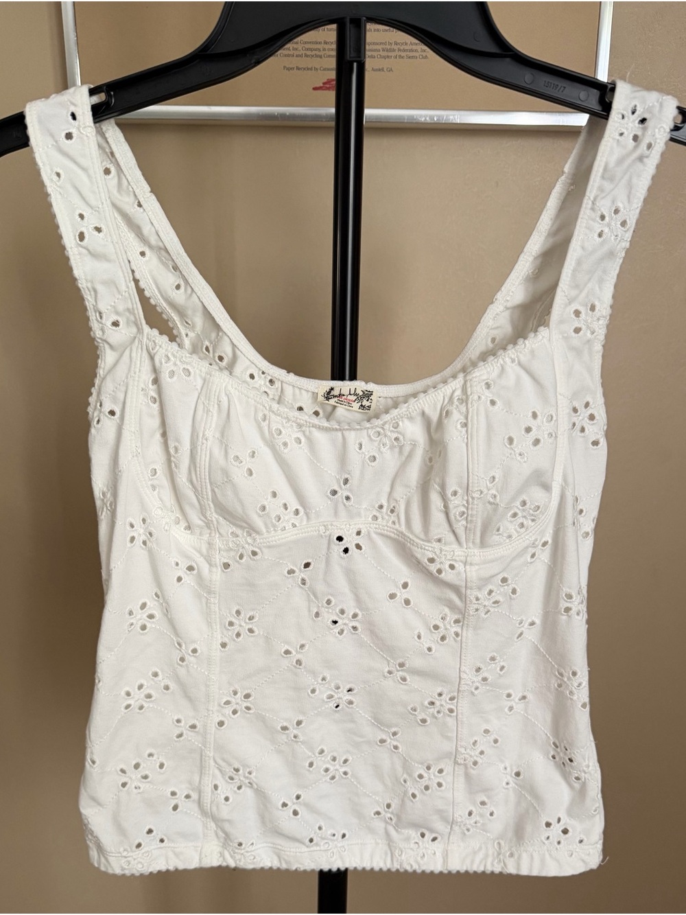 Free People Full Bloom White Eyelet Top Size Small